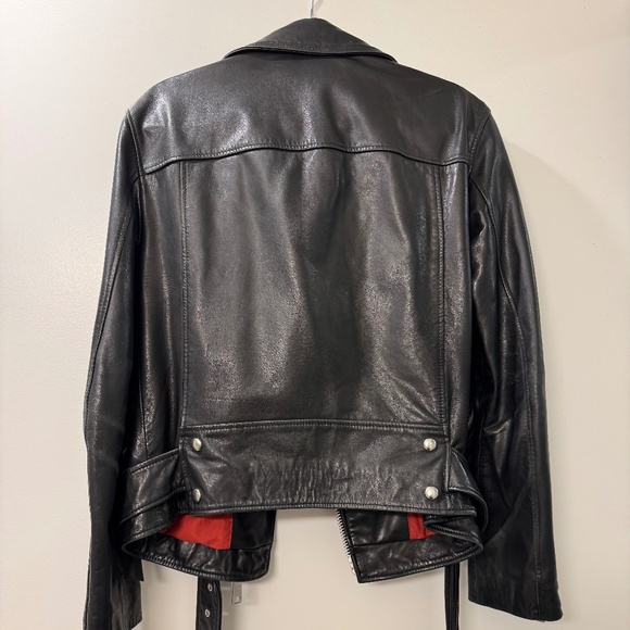 AllSaints Billie Black Leather Biker Jacket - Picture 2 of 5